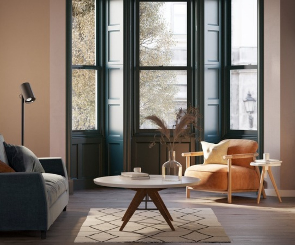 Beautifully staged living room with warm natural light